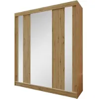 Beautysofa Armoire suspendue GAJA, 180 cm, avec miroir, armoire 3 portes, armoire moderne pour chambre, modèle Artisan/Artisan avec deux tiroirs