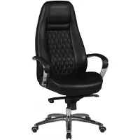 Amstyle Chaise de bureau AUSTIN cuir véritable noir chaise de bureau 120KG fauteuil de direction dossier haut avec appui-tête X-XL h ; SPM1.298