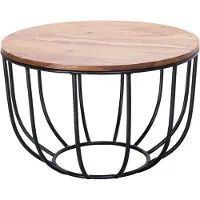 Wohnling Table basse MANORA 60x39x60 cm bois massif de sheesham / métal
