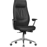 Amstyle Chaise de bureau en cuir véritable noir Chaise de bureau X-XL 120 kg Mécanisme synchrone Fauteuil de direction Appuie-tête haut