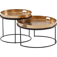 Wohnling Table basse set de 2 marteaux en métal or/noir table ronde avec marteau |