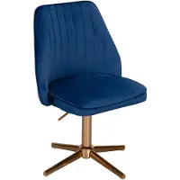 Wohnling Chaise d'écriture design en velours bleu foncé chaise pivotante avec dossier |