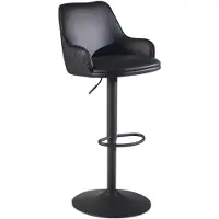 Wohnling Tabouret de bar Similicuir noir Tabouret avec dossier 86 106 cm Tabouret de cuisine Réglable en hauteur Moderne 100 kg Chaise de bar Tabouret de comptoir avec métal
