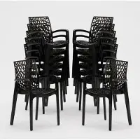 GRAND SOLEIL lot de 22 chaises Gruvyer Arm en polypropylène poli avec accoudoirs - Noir