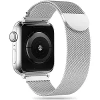 Tech-Protect MilaneseBand pour Apple Watch 4 / 5 / 6 / 7 / 8 / 9 / SE / Ultra 1 / 2 (42/44/45/49 mm) (Acier, Acier inoxydable), Sangles de montre, Gris, Argent