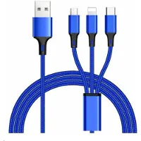PremiumCord Câble 3 en 1 USB, 3 connecteurs USB Type-C + Micro-USB + Lightning pour Apple, 1,2 m (ku31pow01)