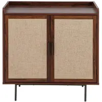 CALICOSY - Buffet 2 portesReproduction noyer avec façades en tissu L80 cm - JETSON
