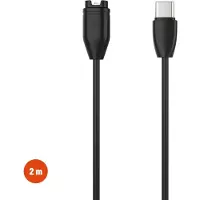 FIXED Câble USB-C pour montres connectées Garmin, 2 m, câble de recharge USB-C fixe, noir