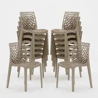 GRAND SOLEIL lot de 22 chaises Gruvyer Empilables pour Bars et Restaurants - Beige Jute