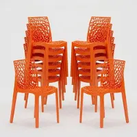 GRAND SOLEIL lot de 22 Chaises Gruvyer Empilables pour Bars et Restaurants - Orange