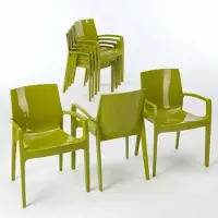 GRAND SOLEIL Cream 22 Chaises Empilables avec Accoudoirs Polypropylène - Vert Anis