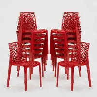 GRAND SOLEIL lot de 22 Chaises Gruvyer Empilables pour Bars et Restaurants - Rouge