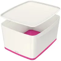 Leitz 5216-10-23 Boîte de rangement MyBox Grande A4 avec couvercle ABS blanc/rose(S)