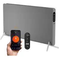 Lifetime Chauffage électrique - 3 niveaux de chaleur, WiFi & App Control - 2000W - 94,5 x 50,5 x 12,5 cm - Gris