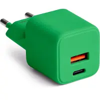Wisam Forever COLORUM, Chargeur de téléphone portable pour tous les iPhone, Xiaomi, Huawei, Motorola et Samsung, Chargeur rapide + USB-A + USB-C PD 30W CLS30-AC-10 Vert