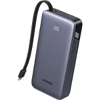 UGREEN Powerbank 20000mAh, PB536, 45W, USB-C + USB-A, câble intégré, gris