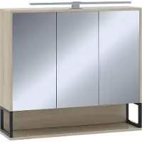 Vicco Armoire de toilette Vionna Chêne/noir 80x71.5cm avec lumière LED, Model 55335