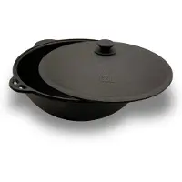 Olymp Handels GmbH Kazan fonte 10 litres avec couvercle en aluminium Kazan ouzbek fond rond