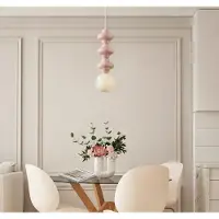 Nova Luce Suspension Clio L céramique rose avec verre blanc