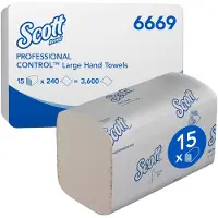 SCOTT Essuie-mains en papier Essential 6669, pliage en Z, 1 épaisseur, 15 paquets de 240 serviettes, blanc
