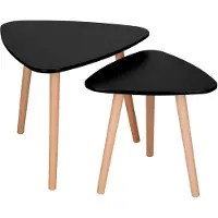 Springos Table basse - Lot de 2 - Style scandinave - Salon - Salle à manger - Triangulaire - Noire -