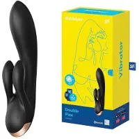 Satisfyer Double Flex vibromasseur muni d’un stimulateur clitoridien Black 20 cm