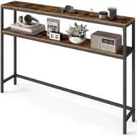 Songmics Table console étroite, 2 étagères, 120 cm, table d'entrée vintage (120 x 20 x 80 cm)