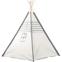 Toychamp Tipi avec des piquets en bois et un tapis – 120 x 120 x 150 cm