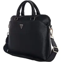 GUESS Bag Grained Zipper Pocket Triangle Logo 15" black (15"), Sac pour notebook, Noir