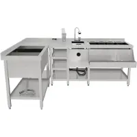MonsterShop Station Cocktail Modulaire en Inox Deluxe Bac de Glace Isotherme & Unité d’Angle