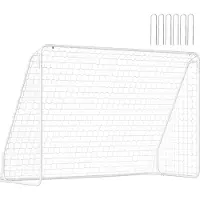 HOMCOM But de football - cage de foot - but d'entrainement dim. 301L x 120l x 200H cm - châssis métal époxy filet PE - piquets inclus - blanc