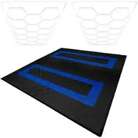 MonsterShop Carrelage de Sol 165 Noir 60 Bleu Ventilée Modulaire 28 Lampes Hexagones Bordure