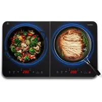 Medion Plaque de cuisson double à induction, 3500 Watt, Deux plaques de cuisson, 10 niveaux de température, écran LED, MD18493, noir