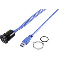 TRU COMPONENTS 2 x prise femelle A USB 3 sur fiche mâle A USB 3 1.5 m, Câble + prise électronique, Noir