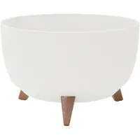 Siena Garden Pflanzgefässe OSLO STRIPE weiss Steifenoptik, 40 x 20,5 cm Kunststoff auf Füssen mit Einsatz (40 x 40 x 25 cm)