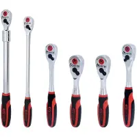 Ks Tools Monster Jeu de cliquets réversibles 6 pces 1/4" + 3/8" + 1/2" - 935.0006