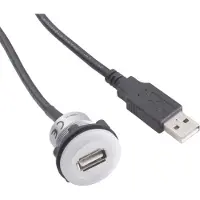 TRU COMPONENTS A Prise encastrée 2.0, Câble + prise électronique, Gris