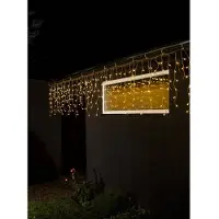 Konstsmide - Rideau de lumière LED pluie de glace, avec globes blancs, 200 diodes blanches chaudes, transfo extérieur 24V, câble transparent ; 3672-103