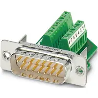 Phoenix Contact Connecteur Sub-D Male 15 Cts A Vis, Câble + prise électronique, Argent, Vert