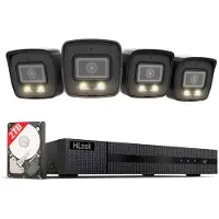 HiLook , alimenté par HIKVISION : Kit éclairage hybride intelligent, caméra Bullet 6 Mpx, 2 To / 1x NVR-108MH-C/8P / 4x IPC-B160HA-LUF