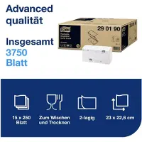 Tork 290190 Essuie-mains en papier 15p., Essuie-tout, Blanc