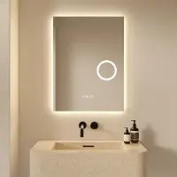 Mirlux Miroir de salle de bain LED - 60x80 cm - Rectangulaire, sans cadre - 3 modes d'éclairage réglables - Fonction anti-buée - Étanchéité IP44 ettactile