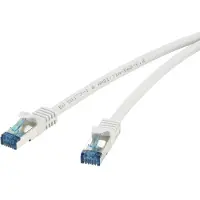 Renkforce CONRAD Câble de raccordement réseau RJ45 CAT 6A S/FTP 5 m Gris avec protection anti-encliquetage, ignifugé
