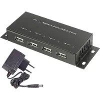 Renkforce Hub 4 ports USB 2.0 boîtier métallique, pour montage mural noir (1610328)
