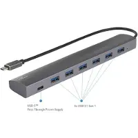 Renkforce RF-3374946 Hub USB 6+1 ports USB-A USB 3.2 Gen1 5 Gbit/s avec connexion d'alimentation Pass-Through, avec boîtier en aluminium