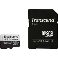 Transcend 350V - Carte mémoire flash (adaptateur SD inclus) - 128 Go - UHS-I U1 / Class10 - microSDXC UHS-I