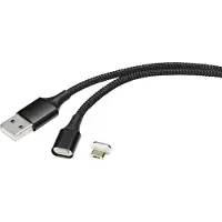 Renkforce Câble USB USB 2.0 USB-A mâle, USB-Micro-B mâle 1.00 m noir connecteur magnétique RF-4746074