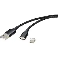 Renkforce Câble USB USB 2.0 USB-A mâle, USB-C mâle 1.00 m noir connecteur magnétique RF-4746076