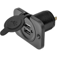 IWH USB Doppel-Einbau-Steckdose 12/24 Volt 21100 mA Belastbarkeit Strom max.=2.0 A (019006)