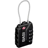 Basi - Serrure pour valise - KS 625 TSA - Boîtier en zinc moulé sous pression - 37 mm - Noir - Câble en acier flexible - 6100-0625